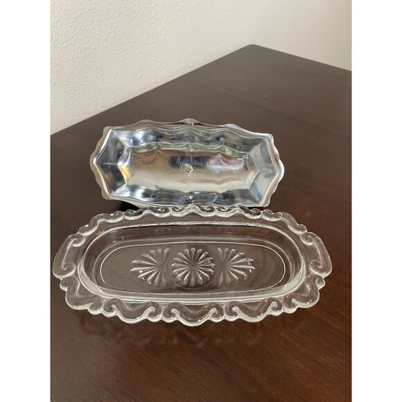 Vintage Butter Dish With Glass Insert & Stainless Steel Lid - Picture 3 of 5